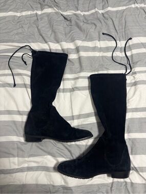 Stuart Weitzman Black Suede Over-the-Knee Boots